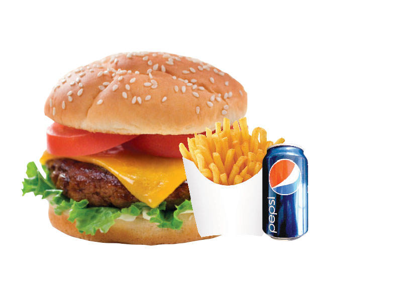 1)  Cheeseburger + 1 small fries + 1 pepsi