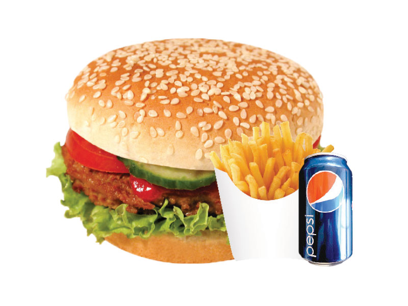 2)  Hamburger + 1 small fries + 1 pepsi