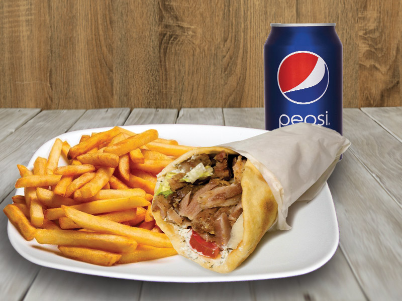 3)  Gyros pita + 1 small fries + 1 pepsi